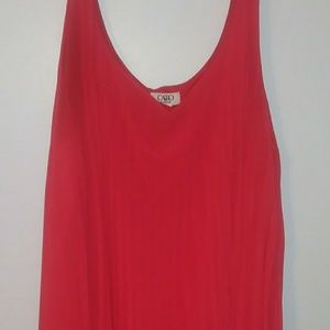 Coral pleated dress